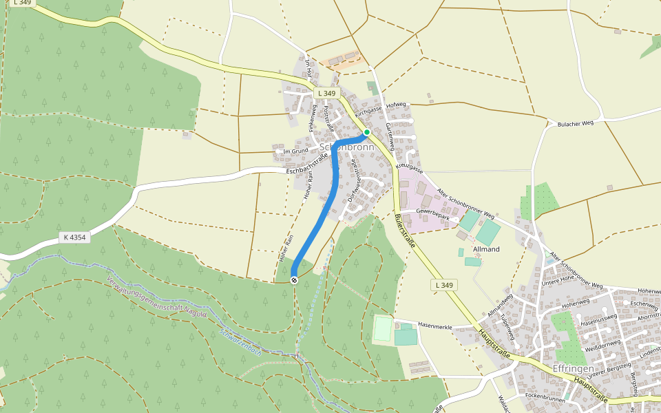 Schönbronn Rathaus - Ziegelwiesen walking route map in Wildberg