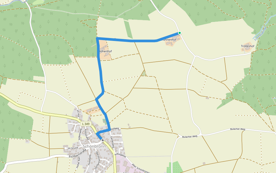 Brunnenhof - Schönbronn Rathaus walking route map in Wildberg
