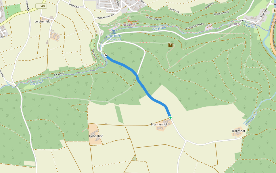 Brunnenhof - Lochsägmühle walking route map in Wildberg