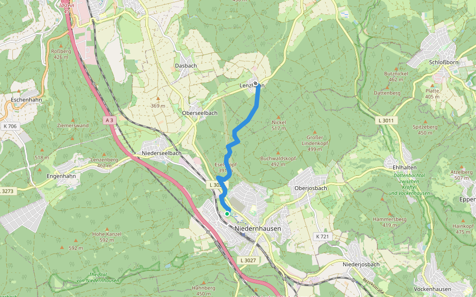 Taunusklub Route 103 walking route map in Niedernhausen