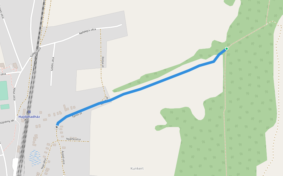 P+ (Hajdúhatház) walking route map in Hajdúhadház