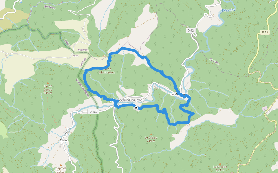 La route des Crêtes walking route map in Arnac-sur-Dourdou