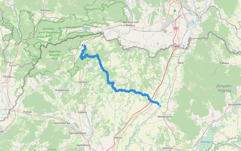 K, OKT (Bódvaszilas, Fő tér – Gibárt, Hernád híd) walking route map in Gibárt