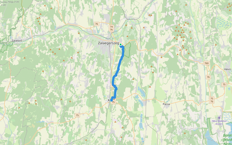 S (Zalaegerszeg – Bak) walking route map in Zalaegerszeg