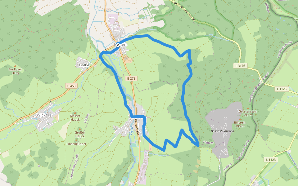 Batten Rundweg 14 walking route map in Hilders