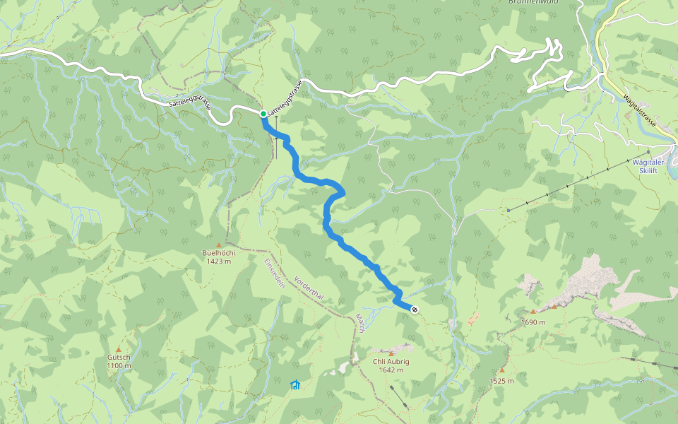 Sattelegg - Unter Alten walking route map in Vorderthal