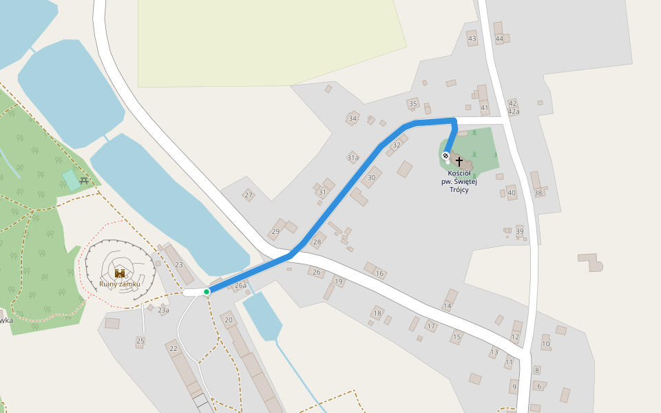 Czarny szlak dojściowy do Kościoła pw. Świętej Trójcy walking route map in Owiesno