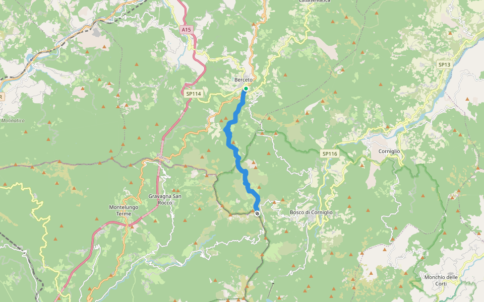 Il Poggio - Lago Bozzo - Monte Borgognone walking route map in Berceto