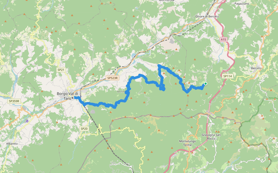 Corchia - La Cala' - Belforte - P. del Lago - Borgotaro walking route map in Corchia