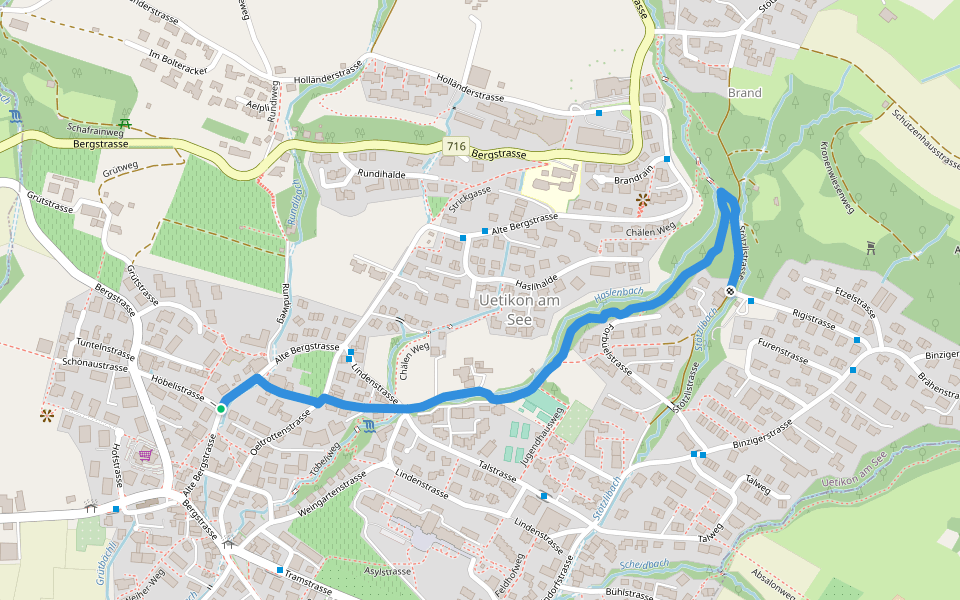 Uetikon Grossdorf - Stötzli walking route map in Uetikon am See