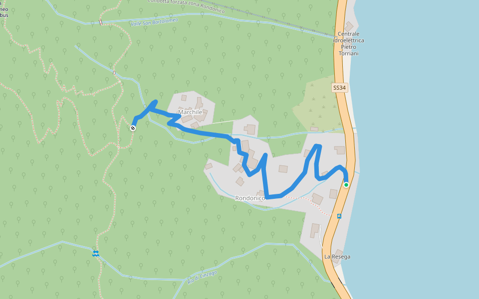 S02e Rondonico - Marchile bivio S02c walking route map in Rondonico