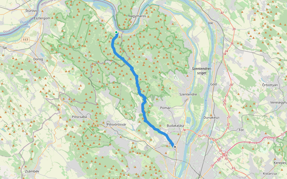 P (Csillaghegy – Dömös) walking route map in Dömös