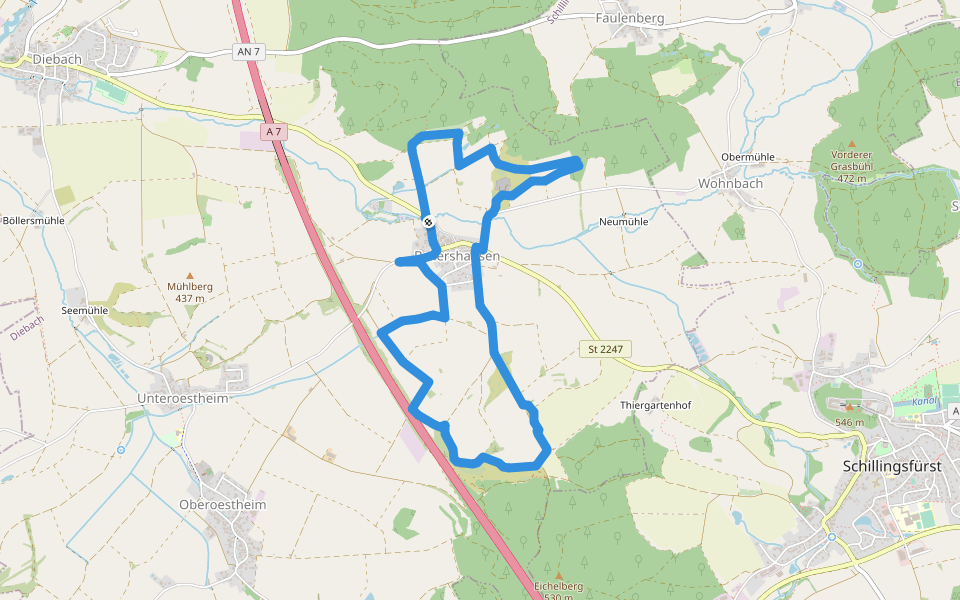 Laurentius walking route map in Diebach