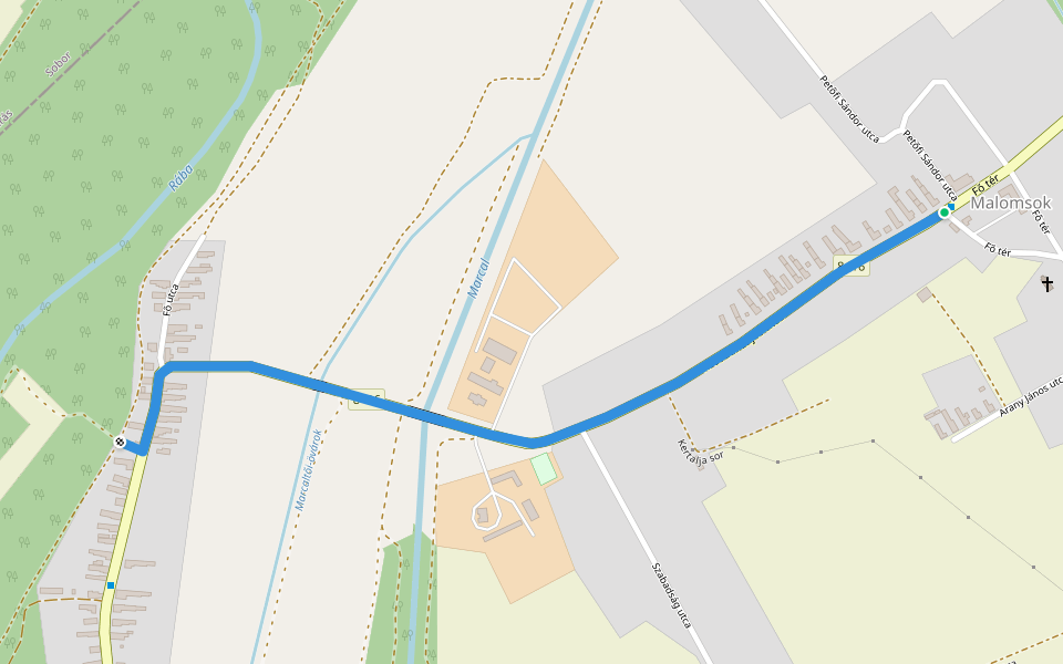 P■ walking route map in Malomsok