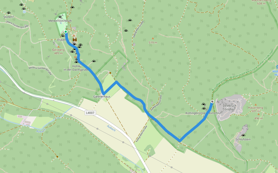 Merkenstein - Manhartstal walking route map in Bad Vöslau