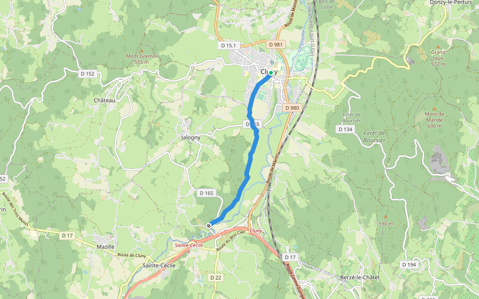 Route de l'Allemagne, Cluny - Lyon walking route map in Cluny