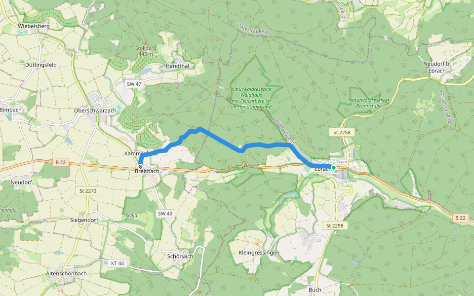 Wanderweg Grüner Tropfen walking route map in Ebrach