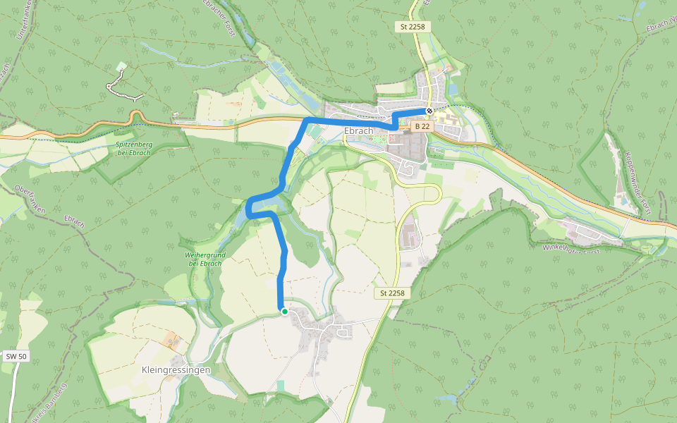 Zisterzienserweg walking route map in Ebrach