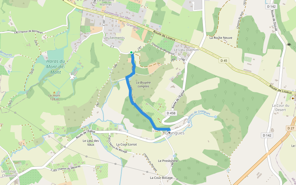 Chemin de la Verbazière walking route map in Grangues