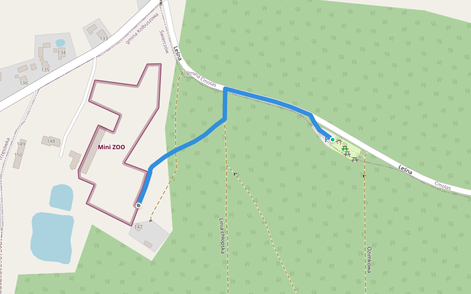 Świerczówka - trasa Mini Zoo walking route map in Cmolas