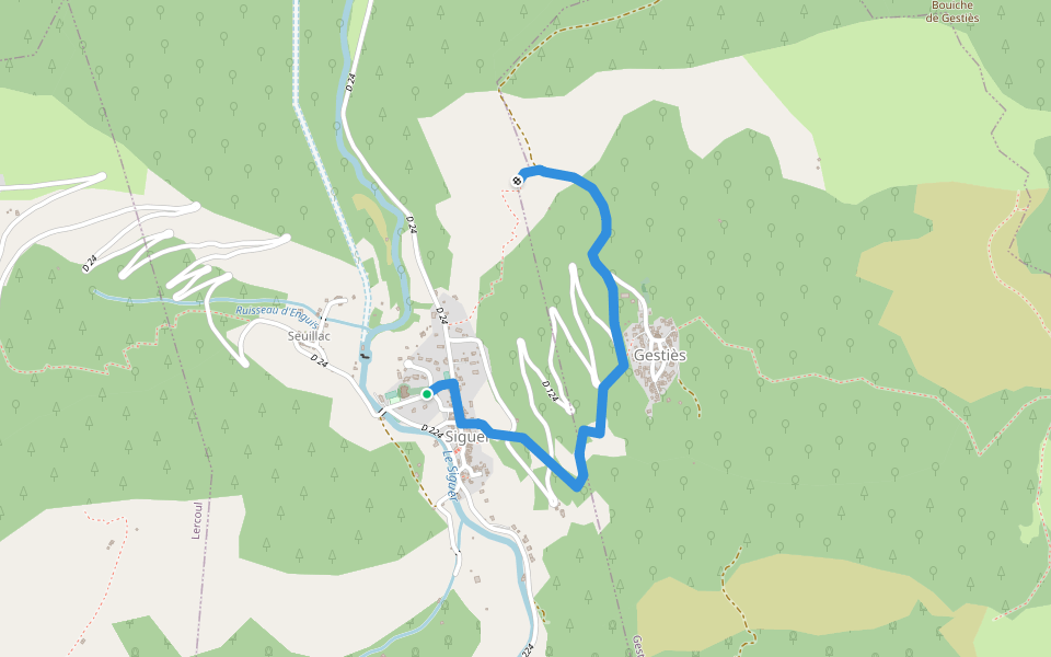 La Chapelle de Saint-Nicolas - principal walking route map in Siguer