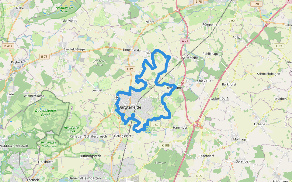 Rund um Bargteheide walking route map in Bargteheide