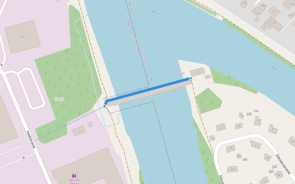 Stauwehr - Winznau Stauwehr walking route map in Winznau