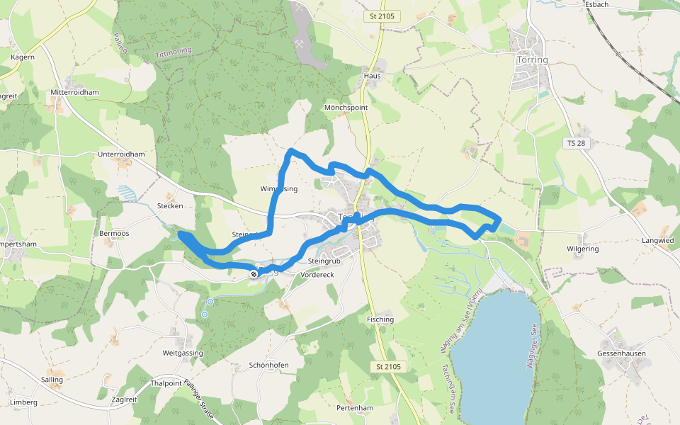 Historischer Weg walking route map in Taching am See