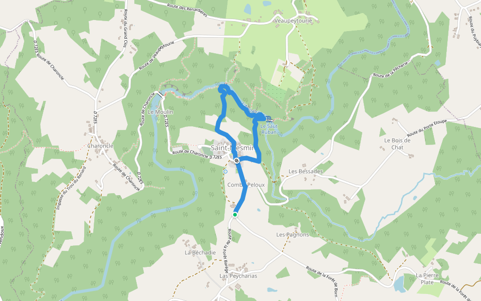 Boucle du Saut Ruban walking route map in Saint-Mesmin