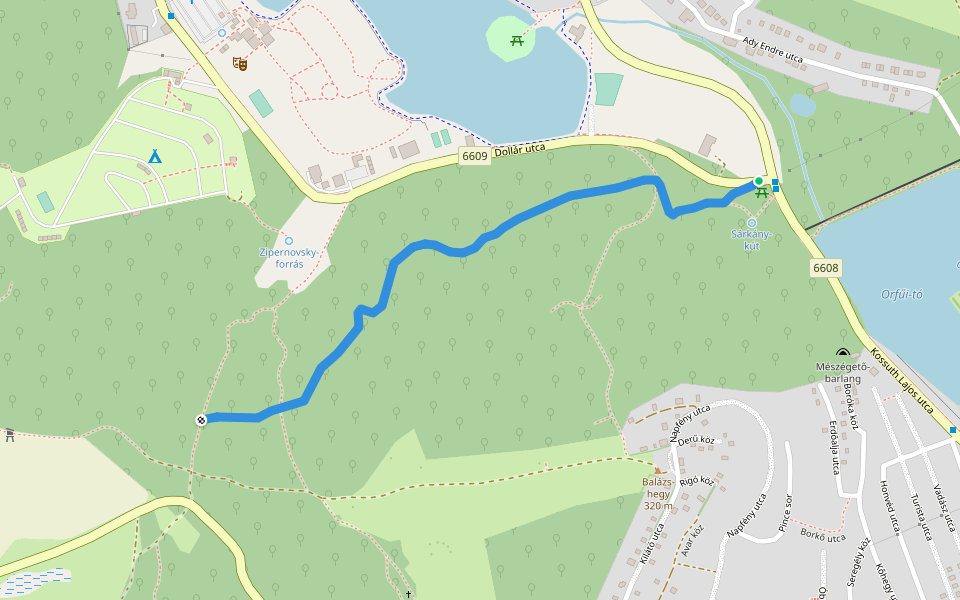 S● (Sárkány-kút) walking route map in Orfű
