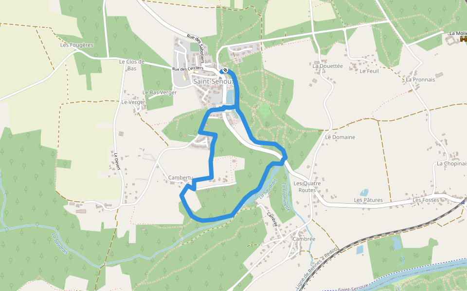 circuit de Cambertu walking route map in Saint-Senoux