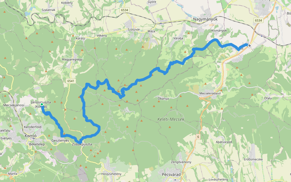 S+ (Jánosipuszta – Hidas) walking route map in Komló