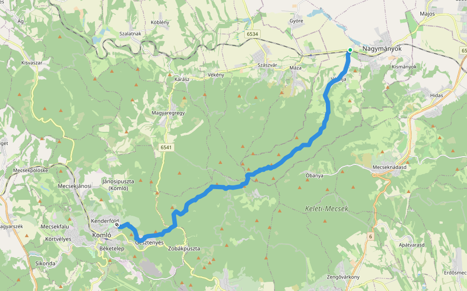 K+ (Komló – Váralja) walking route map in Váralja