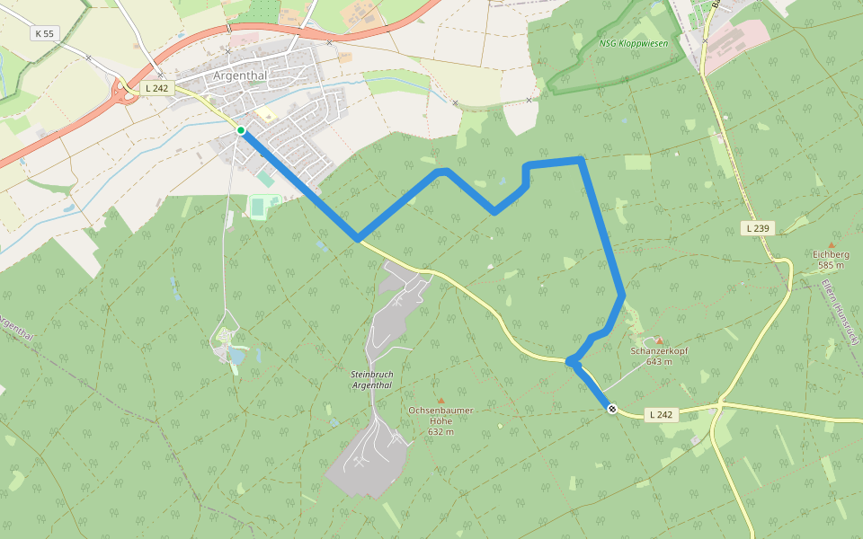 Soonwaldsteig - Zuweg_Argenthal<-->Schanzenkopf walking route map in Argenthal