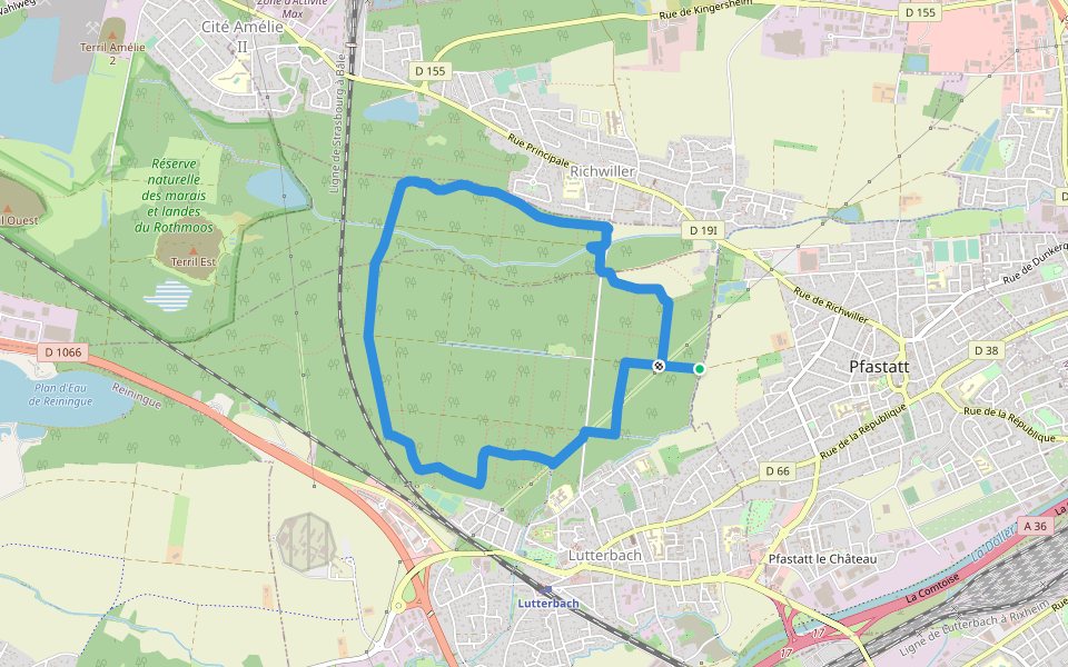 Circuit du Muguet - Noennenbruch - Anneau rouge walking route map in Lutterbach
