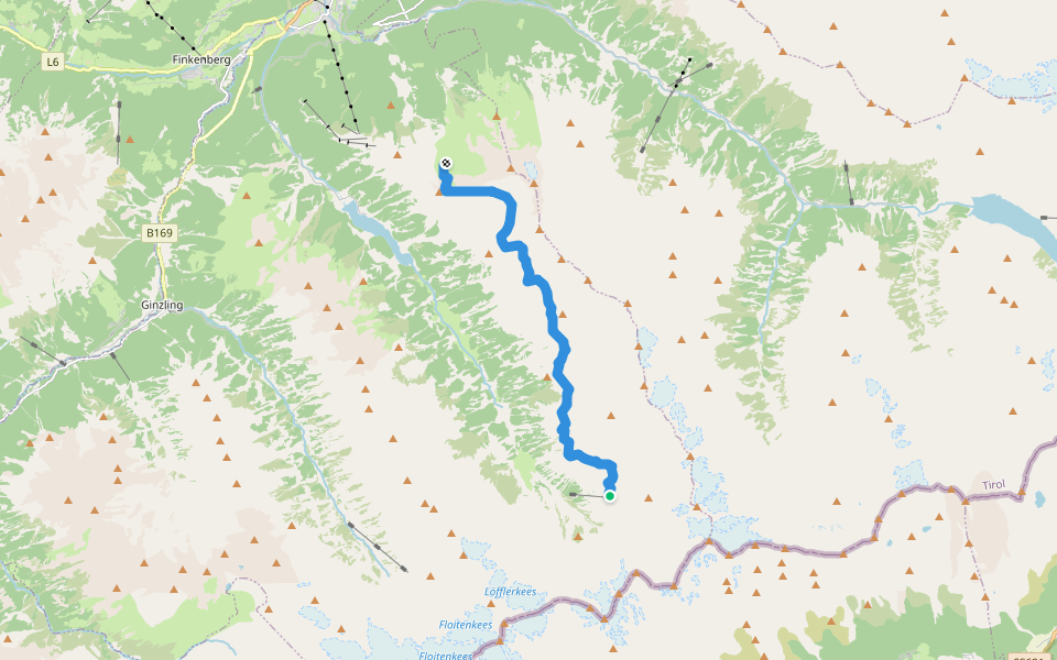 Berliner Höhenweg Etappe 7 walking route map in Mayrhofen