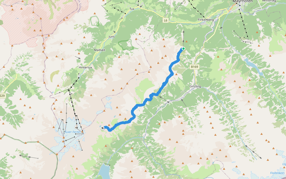 Berliner Höhenweg Etappe 2 walking route map in Finkenberg