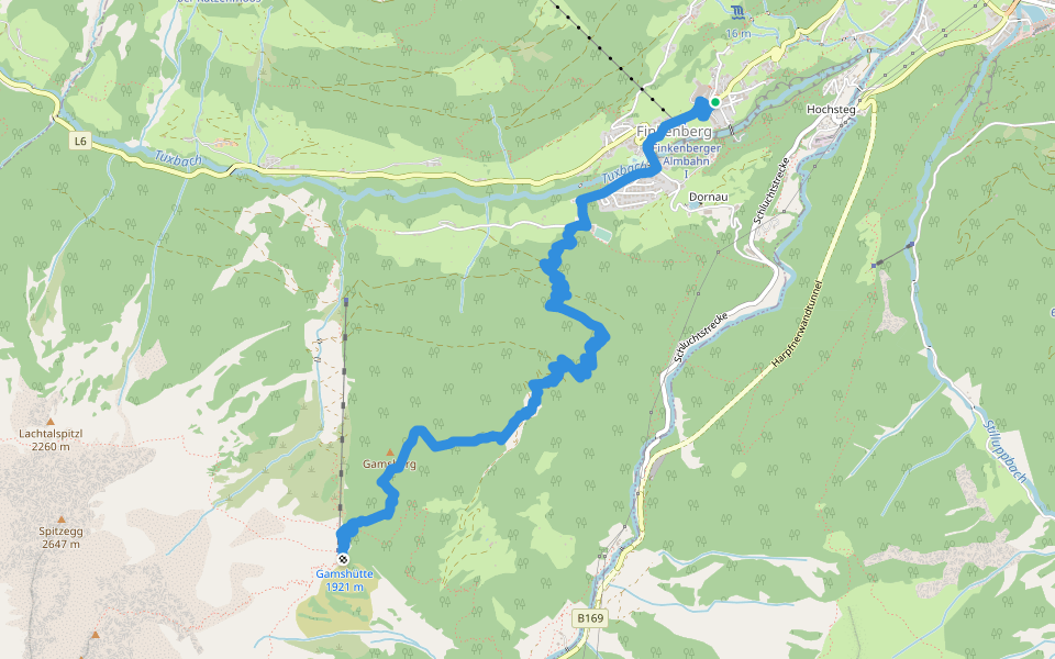 Berliner Höhenweg Etappe 1 walking route map in Finkenberg