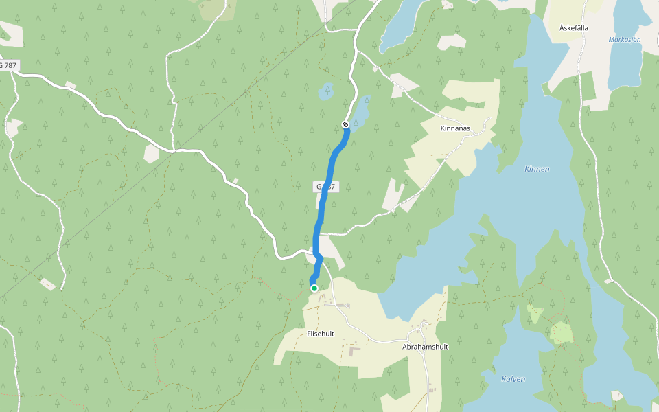Utvandrarleden, avstickare till Kulagölen och vindskydd Åskefällalund walking route map in Flisehult