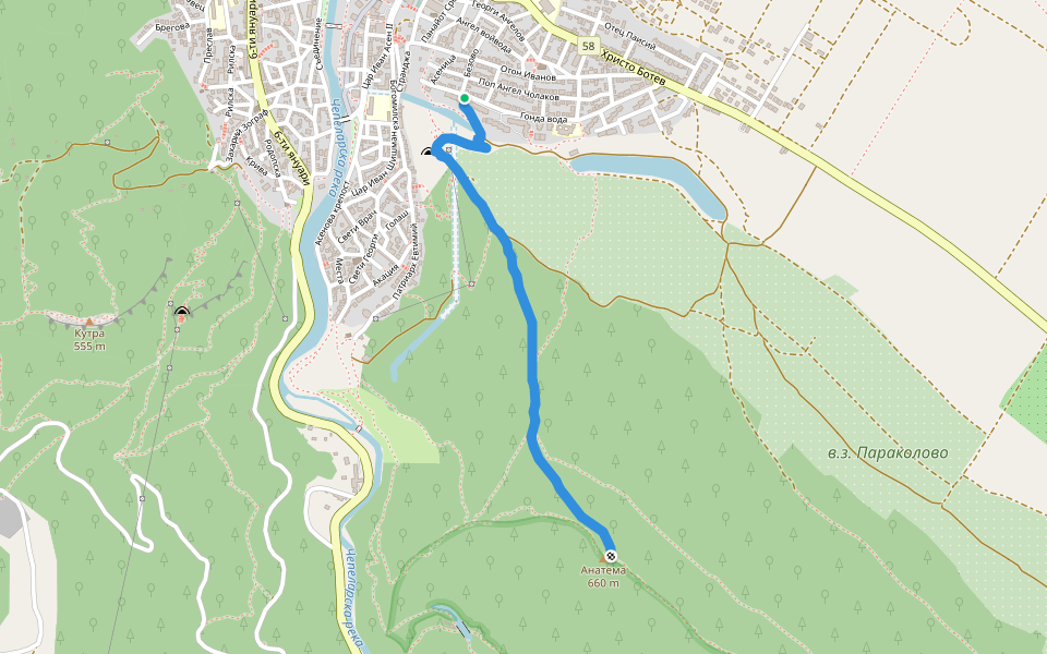 Асеновград - х. Марциганица walking route map in Asenovgrad