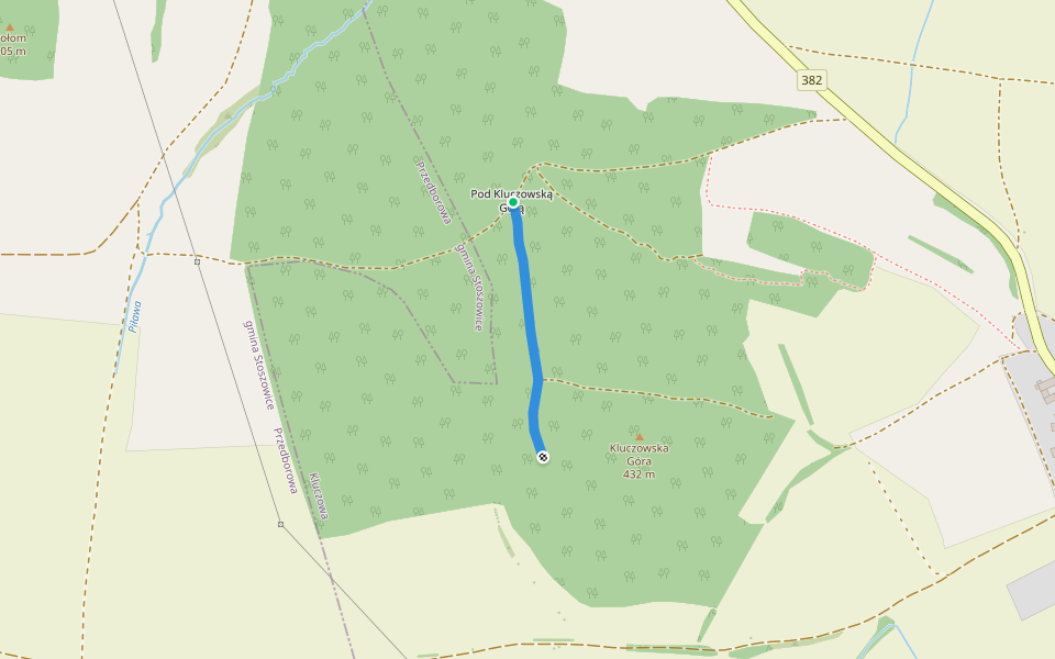 Czarny szlak dojściowy do Kluczowskiej Góry walking route map in Piława Górna