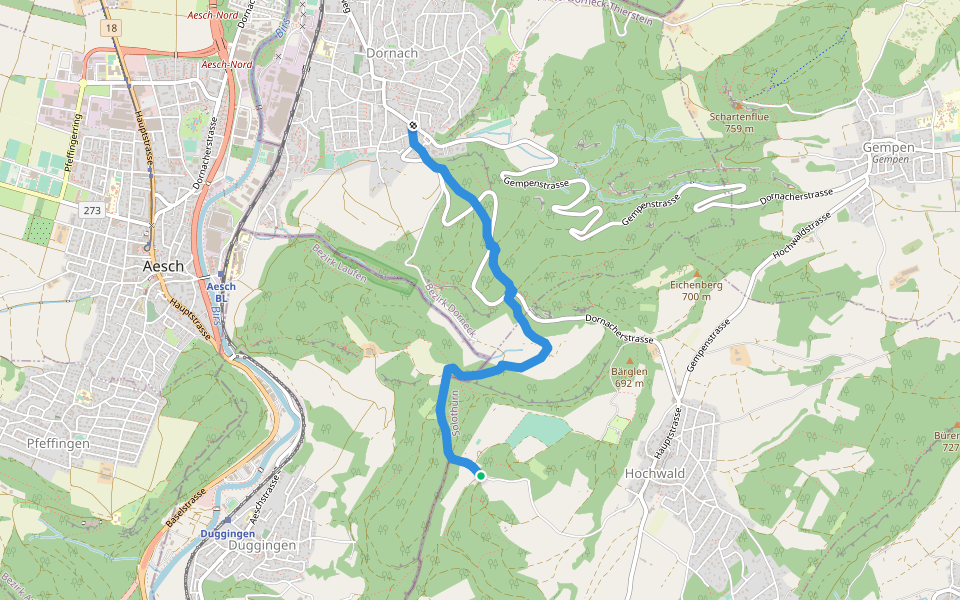 Herrenmatt - Musikschule walking route map in Hochwald
