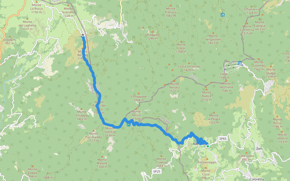 Passo della Cappelletta - Passo Calzavitello walking route map in Chiesa di Rossano