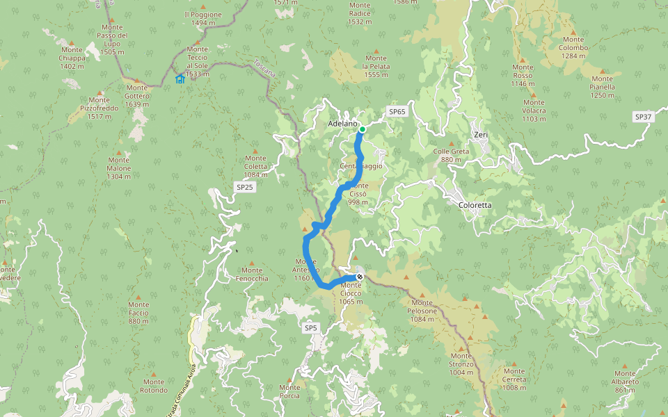 Passo Calzavitello - Passo del Rastello walking route map in Chiesa di Rossano