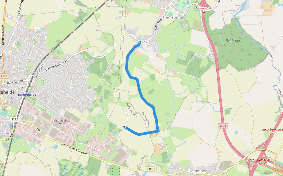 Schloßweg walking route map in Tremsbüttel