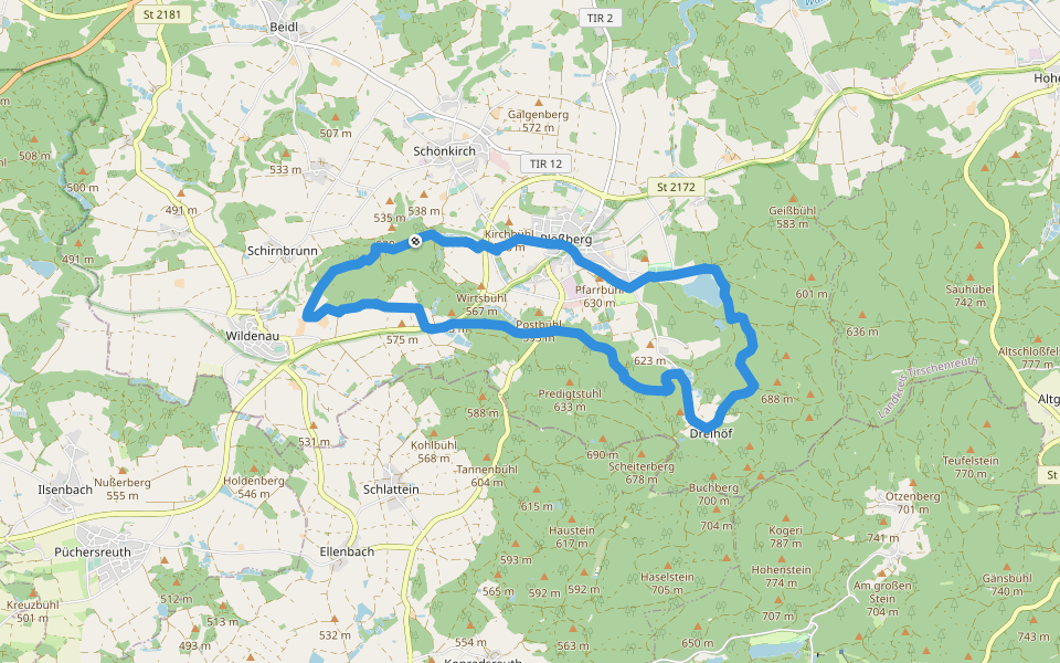 Ringweg walking route map in Plößberg