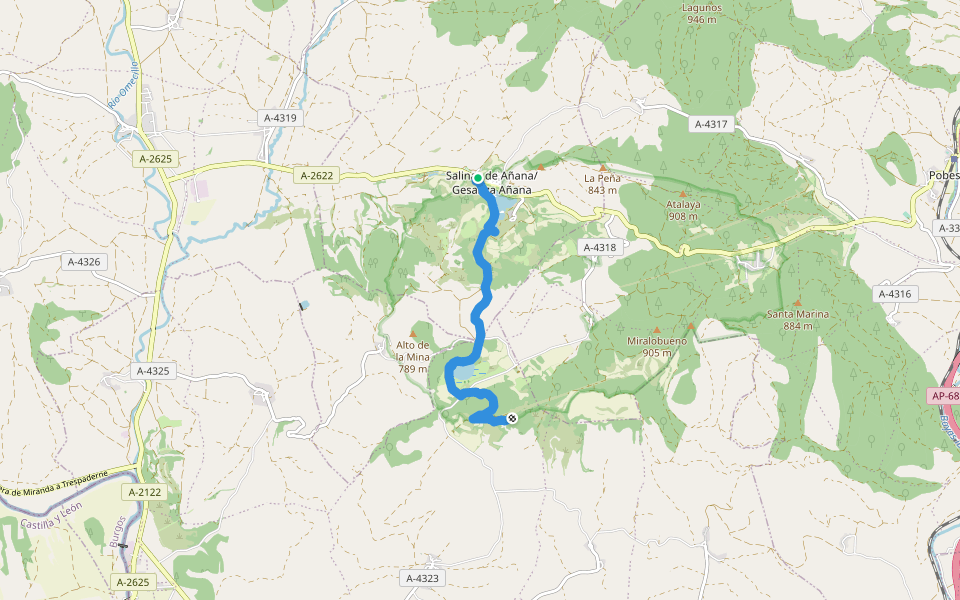 SL-A 35 Uña Haitza eta Aintzirako ibilbidea/Senda del Lago y Peña La Uña walking route map in Gesaltza Añana
