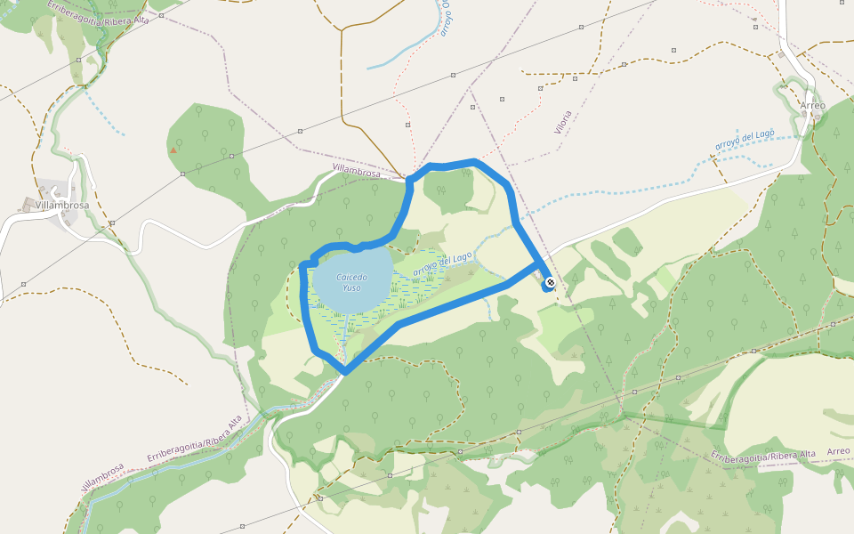 SL-A 36 Caicedo-Yusoko Aintzirako ibilbide zirkularra/Senda circular al Lago de Caicedo-Yuso walking route map in Lantaron