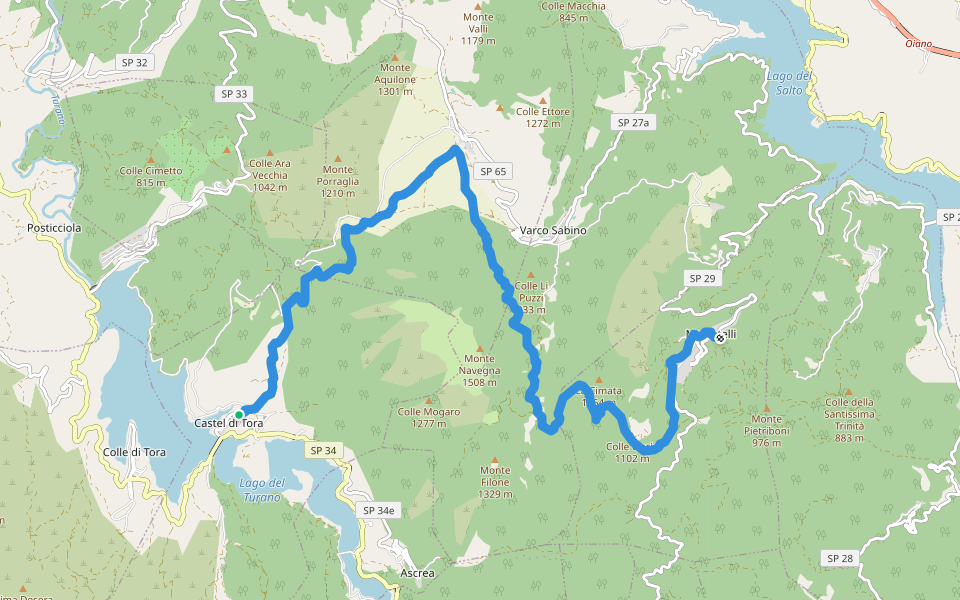 CNP - 11 - Castel di Tora - Marcetelli walking route map in Castel di Tora