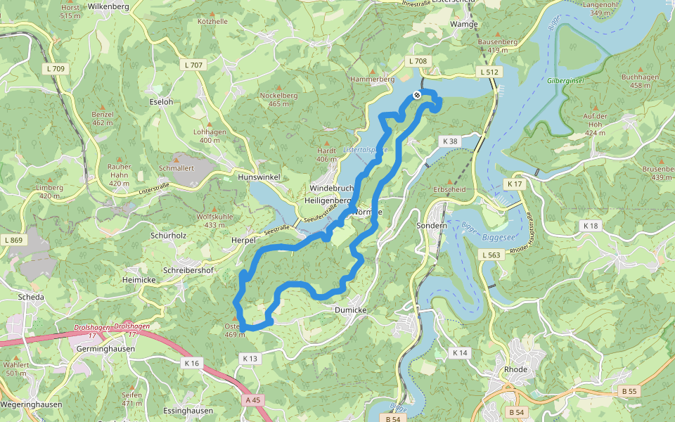 Drolshagen Rundweg A1 (Kalberschnacke) walking route map in Attendorn